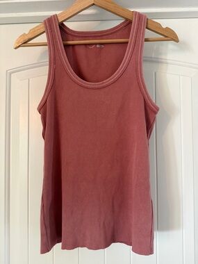 aerie Ribbed Scoop Tank - Rose